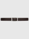 Rectangular Leather Buckle Belt Dark Brown - GUCCI - BALAAN 2