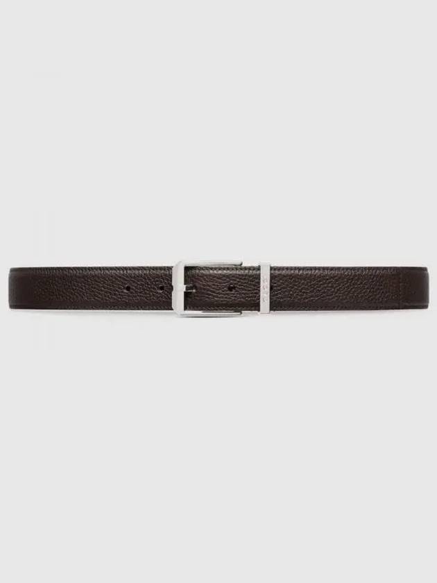 Rectangular Leather Buckle Belt Dark Brown - GUCCI - BALAAN 2