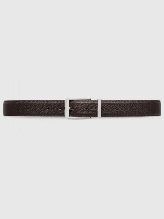 Rectangular Leather Buckle Belt Dark Brown - GUCCI - BALAAN 2