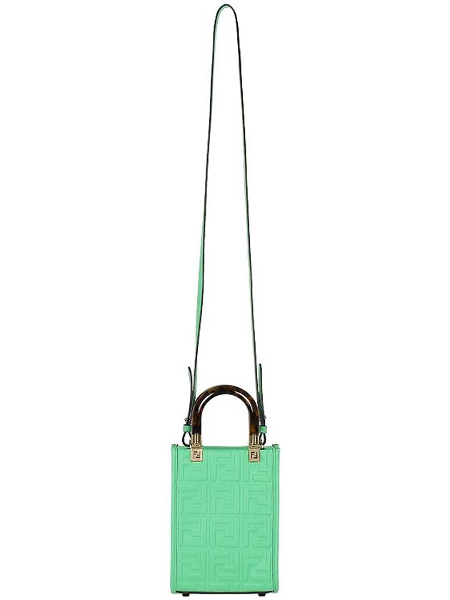 Sunshine FF Motif Small Leather Tote Bag Green - FENDI - BALAAN 4