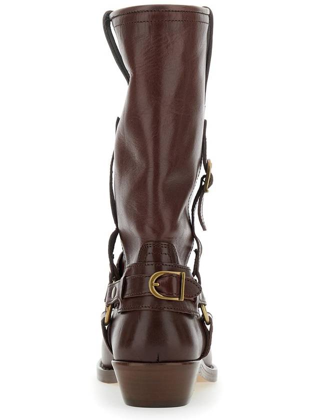 'Heiko' Brown Ankle Boots With Buckle And Stud Embellishments In Leather Woman - ISABEL MARANT - BALAAN 4