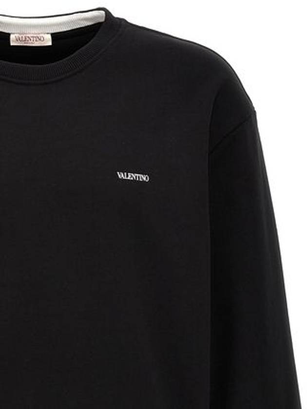 Print Cotton Crewneck Sweatshirt Black - VALENTINO - BALAAN 4