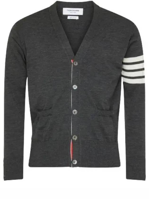 Men's Sustainable Classic Diagonal Wool Cardigan Dark Grey - THOM BROWNE - BALAAN 2