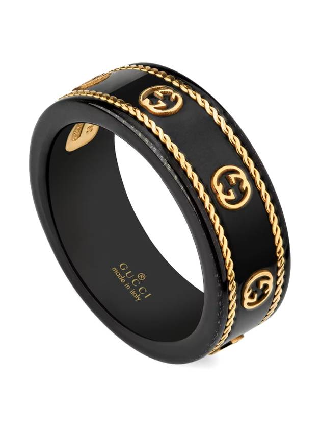 Interlocking G Icon Ring Black Gold YBC606826001 - GUCCI - BALAAN 1