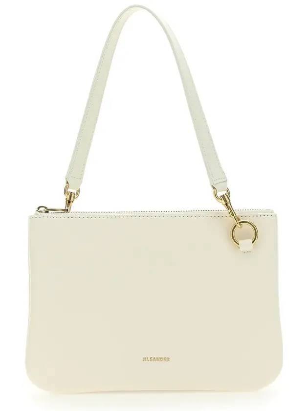 Flat Logo Medium Shoulder Bag Ivory - JIL SANDER - BALAAN.