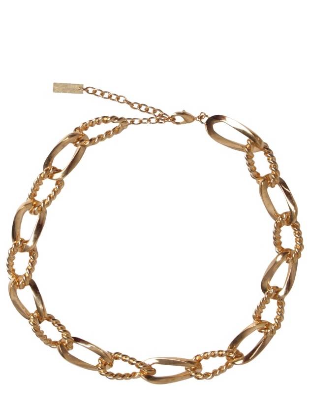 Women's Bi-Texture Chain Choker in Metal Gold - SAINT LAURENT - BALAAN 4