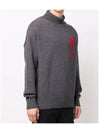 Big Heart Logo Wool Knit Turtleneck Grey - AMI - BALAAN 6