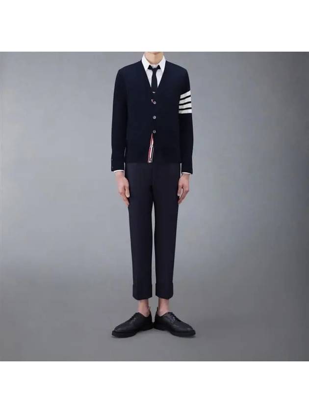 Men's Sustainable Classic Diagonal Wool Cardigan Navy - THOM BROWNE - BALAAN 7