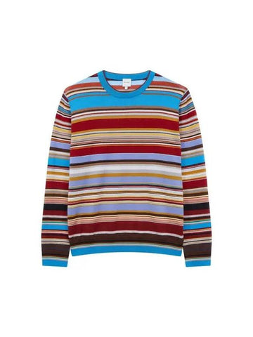 Striped wool crew neck knit blue - PAUL SMITH - BALAAN 1