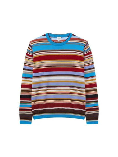 Striped wool crew neck knit blue - PAUL SMITH - BALAAN 1