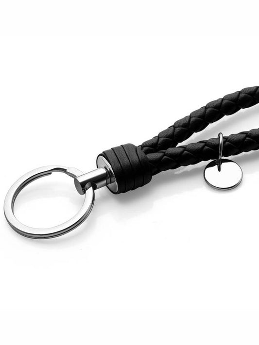 Intrecciato Leather Key Holder Black - BOTTEGA VENETA - BALAAN 2