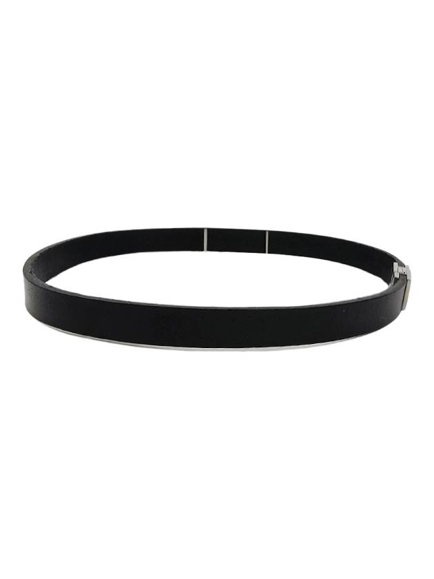 Silver Logo Leather Bracelet Black - SAINT LAURENT - BALAAN 3