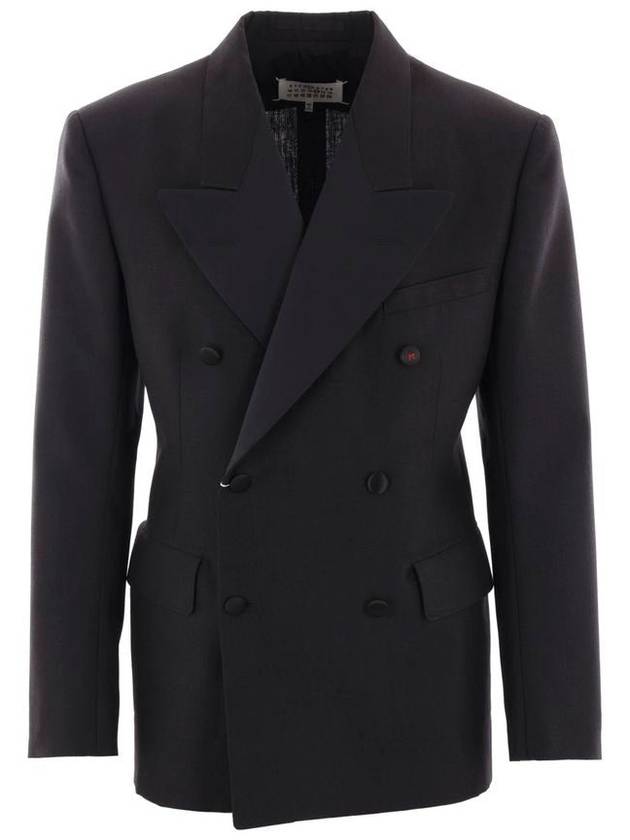 Men's Double Breasted Blazer Jacket Black - MAISON MARGIELA - BALAAN 2