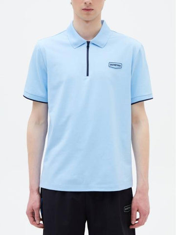 Geoel Zip Neck Short Sleeve Polo Shirt Sky Blue - DUVETICA - BALAAN 1