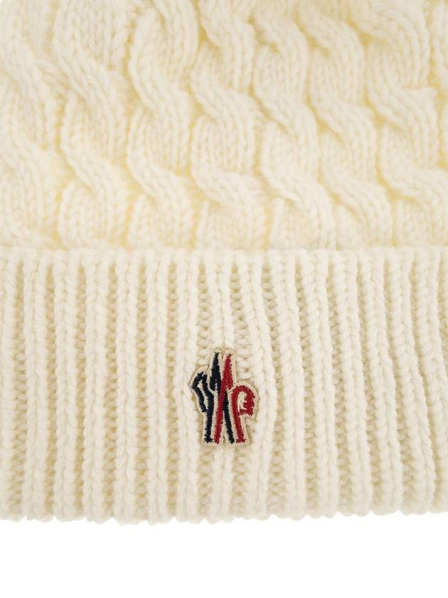 Pom Pom Wool Beanie White - MONCLER - BALAAN 4