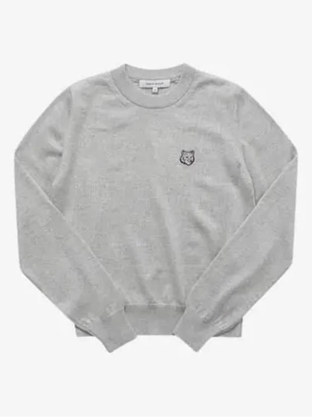 Bold Fox Head Wool Knit Top Grey - MAISON KITSUNE - BALAAN 3