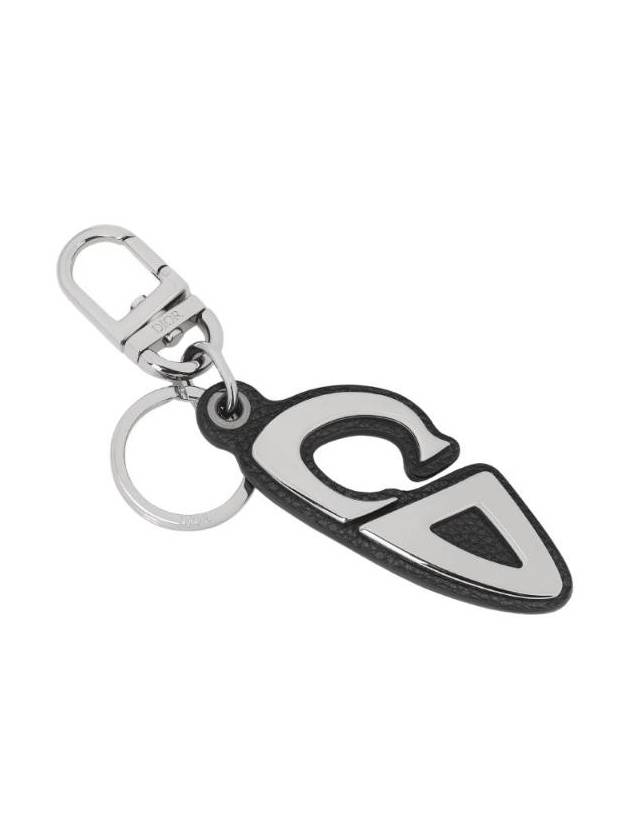 Grained Calfskin Silver Finish Brass Key Holder Black Silver - DIOR - BALAAN 1