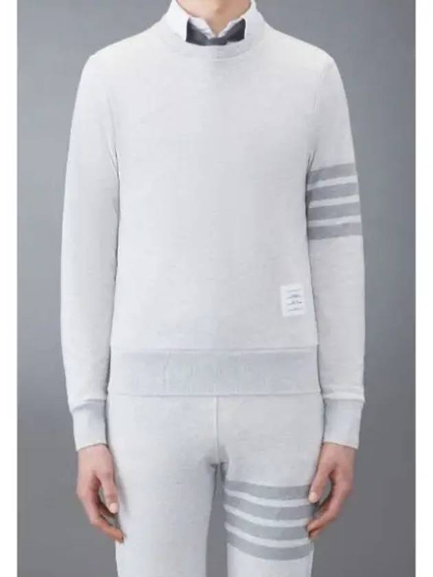 Classic Loopback Terry Tonal 4-Bar Relaxed Fit Crewneck Sweatshirt Pale Grey - THOM BROWNE - BALAAN 2