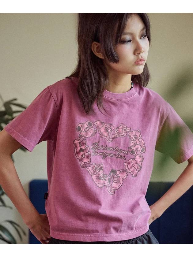 Heart Bear Pigment Crop Short Sleeve T Shirt Dusty Pink - CPGN STUDIO - BALAAN 3