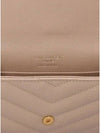 Gold color metal logo monogram leather envelope card wallet - SAINT LAURENT - BALAAN 5