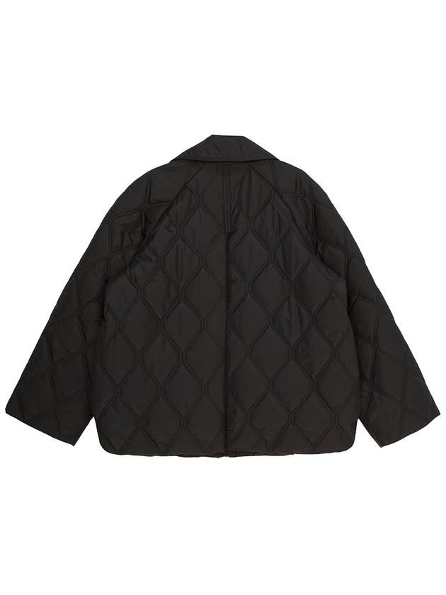 Ripstop Quilt Zip Up Jacket Black - GANNI - BALAAN 3