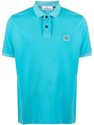 Logo Patch Washing Polo Shirt Aqua Blue - STONE ISLAND - BALAAN 1