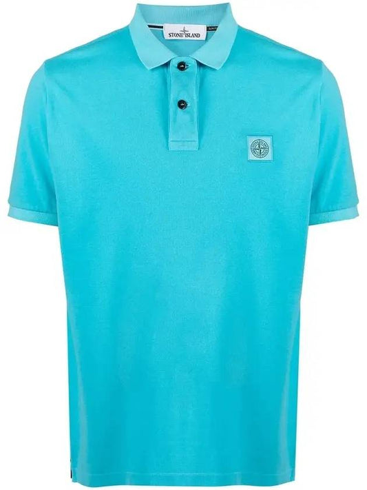 Logo Patch Washing Polo Shirt Aqua Blue - STONE ISLAND - BALAAN 1