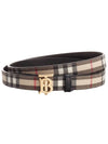 TB Gold Logo Vintage Check Reversible Leather Belt Archive Beige Black - BURBERRY - BALAAN.