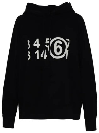 Numeric Print Cotton Hoodie Black - MAISON MARGIELA - BALAAN 1