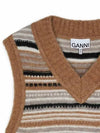 Striped Soft Wool Knit Vest Brown - GANNI - BALAAN 5