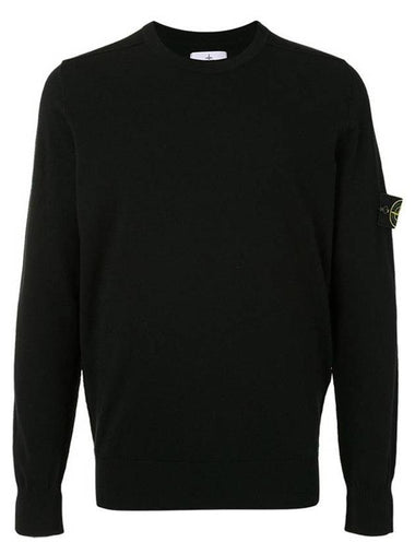 Stretch Wool Crewneck Knit Top Black - STONE ISLAND - BALAAN 1