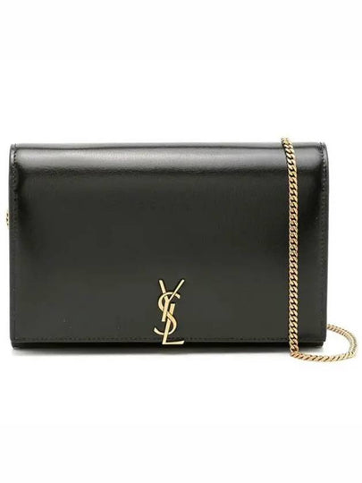 Monogram Chain Glossy Leather Shoulder Bag Black - SAINT LAURENT - BALAAN 2