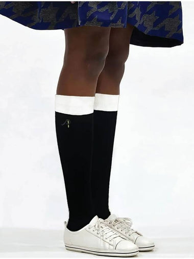 AW42AS06 Cushion color block knee socks black - ATHPLATFORM - BALAAN 1