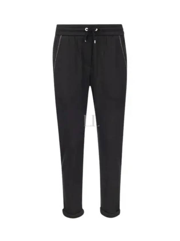 Cotton Silk Fleece Track Pants Black - BRUNELLO CUCINELLI - BALAAN 2