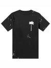 Palm Tree Painted Cotton Short Sleeve T-Shirt Black - PALM ANGELS - BALAAN 2