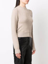 Heart Logo Cashmere Knit Top Beige - AMI - BALAAN 4