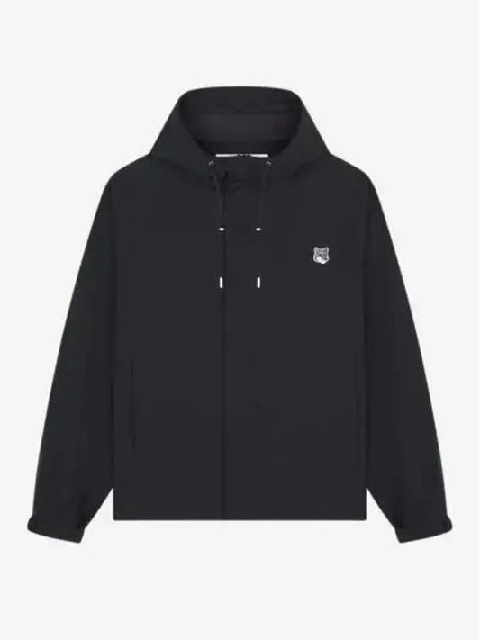 Hoodie Windbreaker in Nylon with Grey Fox Head Patch Black - MAISON KITSUNE - BALAAN 2