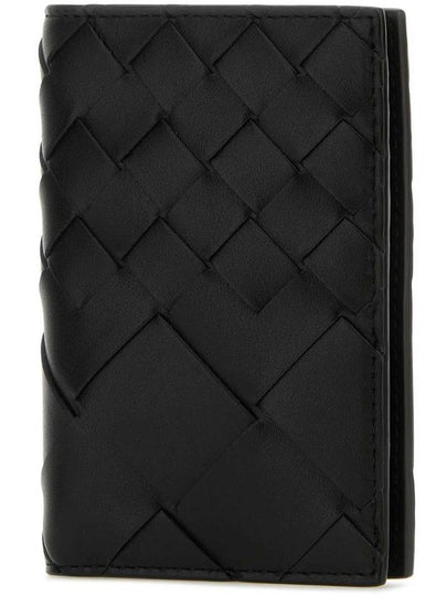 Intrecciato Calfskin Card Holder Black - BOTTEGA VENETA - BALAAN 2