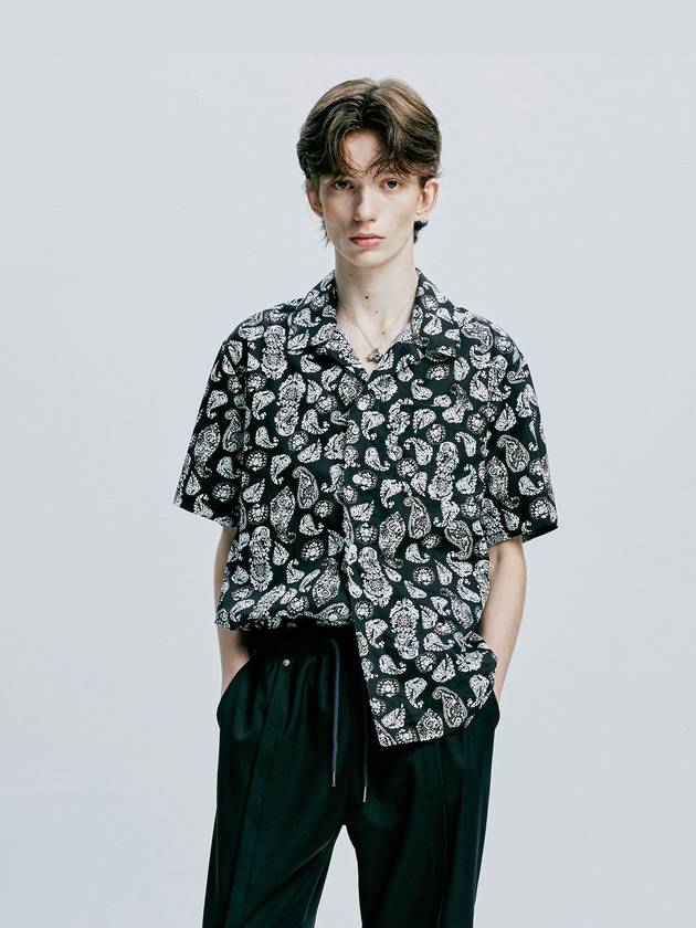 Coconut Hawaiian Paisley Half Shirt Black - S SY - BALAAN 6