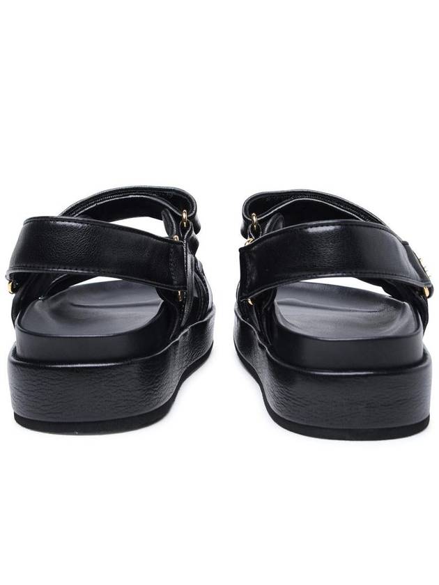 Kira Sports Logo Leather Sandals Black - TORY BURCH - BALAAN 5