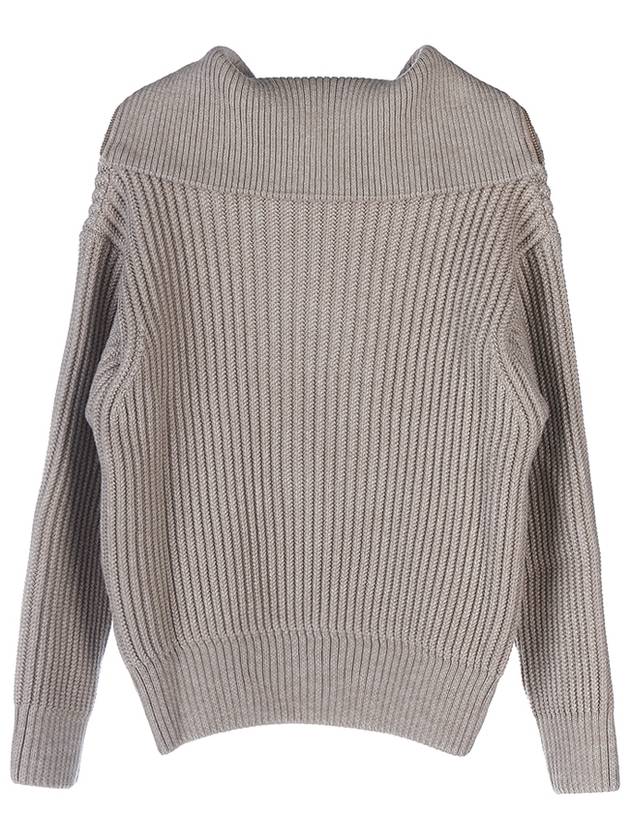 Half Zip-Up Knit Top Beige - AMI - BALAAN 3