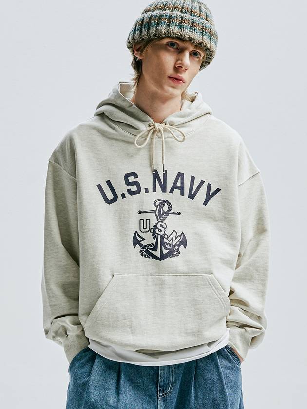 USN Heavyweight Hoodie Oatmeal - KND - BALAAN 3