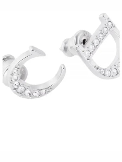 CD Finish Brass White Crystals Earrings Silver - DIOR - BALAAN 2