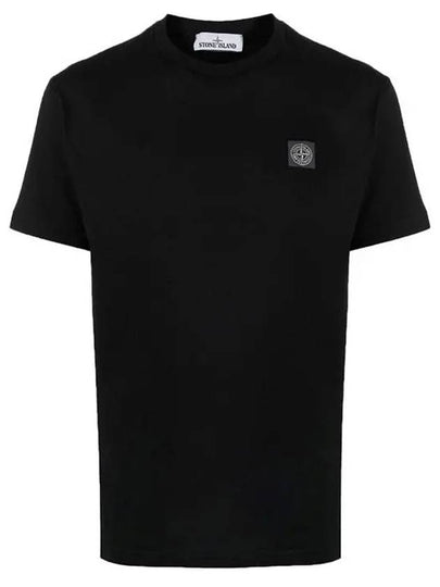 Logo Patch Chest Short Sleeve T-Shirt Black - STONE ISLAND - BALAAN 2