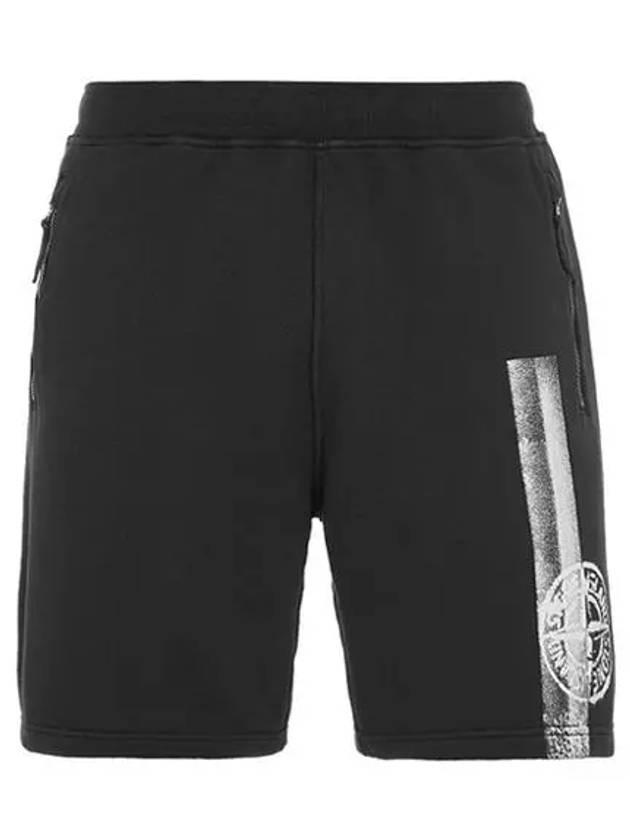 Washing Wappen Logo Training Cotton Shorts Black - STONE ISLAND - BALAAN 2