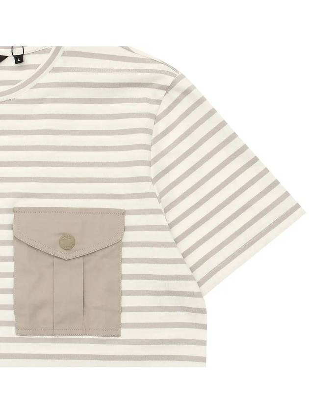 Striped Beige Round T-Shirt STEE162 - IKALOOOK - BALAAN 4