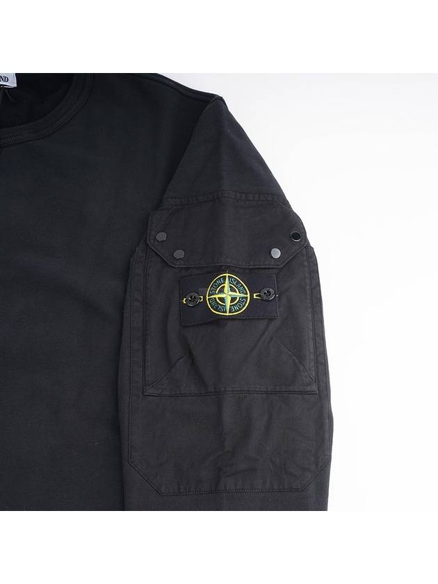 Brushed Organic Cotton Fleece Sweatshirt Black - STONE ISLAND - BALAAN 5