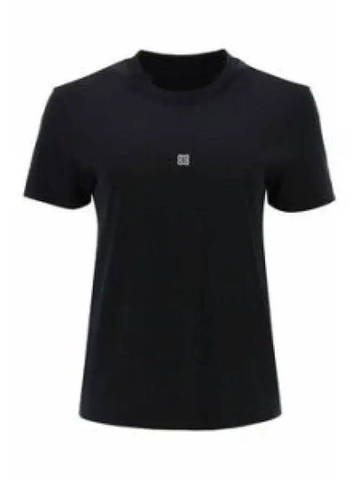 Embroidered Logo Cotton Short Sleeve T-Shirt Black - GIVENCHY - BALAAN 2