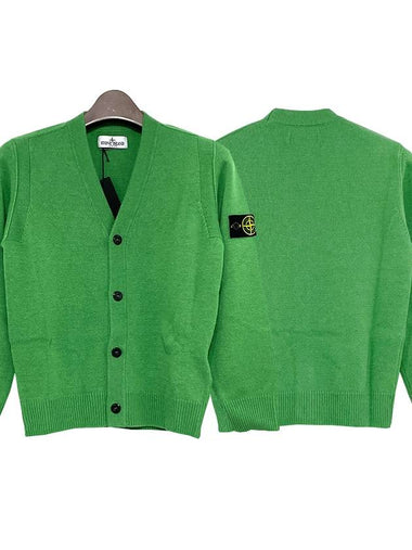 Kids Waffen Patch V Neck Cardigan 14 Green 7916501Z1 V0050 - STONE ISLAND - BALAAN 1