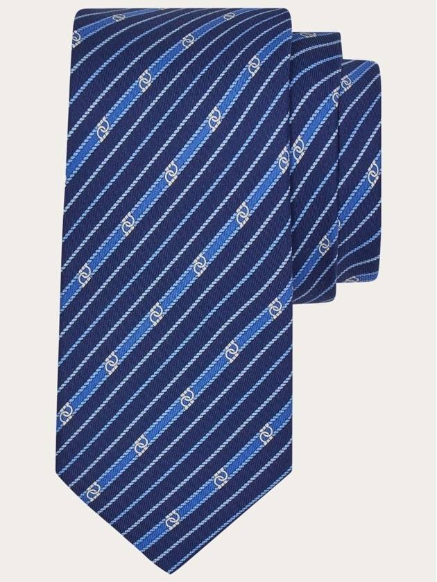 Gancini Print Silk Tie Blue - SALVATORE FERRAGAMO - BALAAN 3